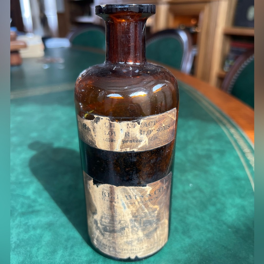 Antique Vintage Amber Apothecary Bottle